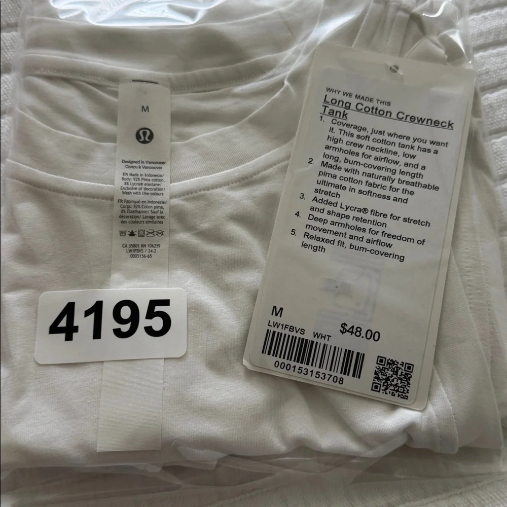 NWT Lululemon Long Cotton Crewneck Tank - Picture 9 of 9